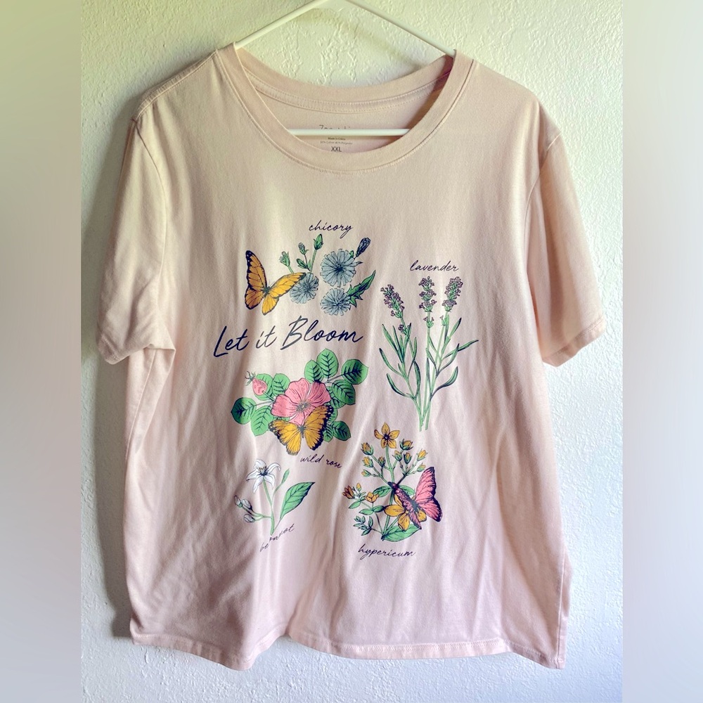 3/$20! Floral Graphic Tee with Butterflies